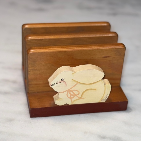 Other - Handcrafted Wooden Bunny Letter Holder or Napkin and plate holder.